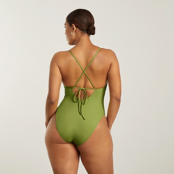 Everlane The String One Piece Swimsuit Green - Picture 2 of 8